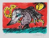 Guillaume Corneille '93, Vogel met slang, Lithografie op papier