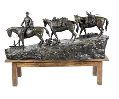 R. Clark by Gesigneerd bronzen beeld van R, offered Oct 2019
