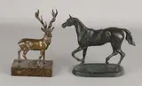 Paard + edelhert by Twee antieke metalen figuren, offered Oct 2019