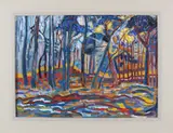 Mogelijk Melgers, Expressionistisch bosgezicht, Gouache op papier