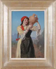 Louis Soonius, Mediterrane vrouw met kruik, 1917, Olieverf op paneel