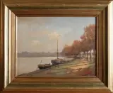Willem Heytman, Boten langs de kade, Olieverf op linnen
