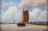 Hendrik Hulk, Zeilboten op vaart, Olieverf op paneel