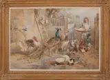 Charles Verlat, Boerin bij hoederhof, 1862, Aquarel op papier
