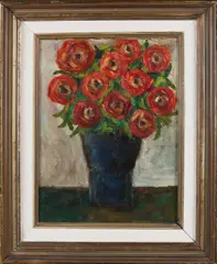 Charles Kvapil, Vaas met rozen, Olieverf op linnen