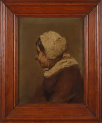 C.J. Addicks, boerenvrouw, 1896, Olieverf op paneel