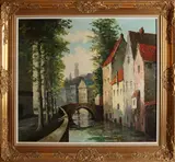 K.L. Laminoir, Stadsgezicht Brugge?, Stadsgezicht Brugge? Olieverf op linnen