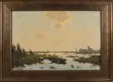 Henk Welter, Poldergezicht, Olieverf op linnen