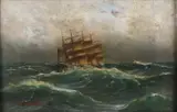 Prof. Alfred Jensen 1859-1935, Viermaster op volle zee, Olieverf op linnen