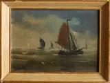 Juriaen Marinus van Beek, Zeilboten op zee, Olieverf op paneel