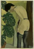 Bert Robbe, Dame met jarretels, Olieverf op linnen