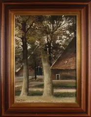 Peter Meurs, Twentse boerderij, Olieverf op linnen
