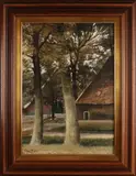 Peter Meurs, Twentse boerderij, Olieverf op linnen