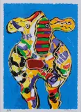 Peter Diem, Bonte koe, Lithografie op papier