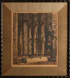 Martin van Waning, Kerkgezicht met figuren, Ets op papier