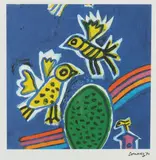 Guillaume Corneille, Vogels, Lithografie uit boek The Tie by Corneille