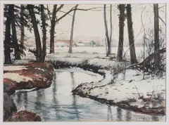 Johan Gelink, Beekje bij Boekelo, Aquarel op papier