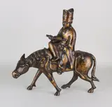 Groot oud Chinees bronzen figuur, Chinese hoogwaardigheidsbekleder