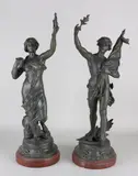 2x Antieke Franse beelden, 1900