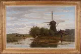 Dirk Peter van Lokhorst, Poldergezicht met koeien, Olieverf op linnen