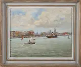 P.J.A. Wagemans, Havengezicht Amsterdam, Olieverf op linnen
