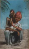 Paul van Gijn, Oosterse jongen met aap, Pastel op papier