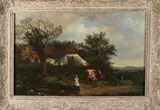 F.A. Philips, Boerderij met vee, Olieverf op linnen