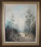 G.J. Ernens, Landschap met fazanthaan, Olieverf op linnen