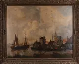 Ant Morel, Havengezicht, Olieverf op paneel