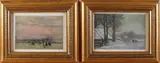 2x Evert Rabbers, Landschappen, Pastel op papier