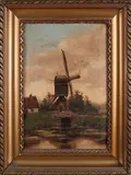 G. Koppenol, Landschap met stenderkast, Olieverf op linnen
