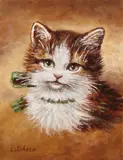 Leo Scheen, Poes, Olieverf op paneel