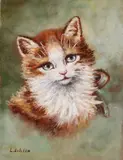 Leo Scheen, Poes, Olieverf op paneel