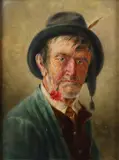 Otto Schulze, Tiroler man met hoed, Olieverf op paneel