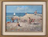 P. Renard, Strandgezicht met figuren