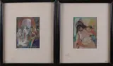 2x J.H. Belajouza, Oosterse vrouw/Oosterse straat, Gouache op papier