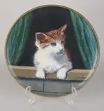 Jac. van Rossum, Portret poes, Portret poes op antiek terracotta bord
