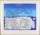 Drie maal Duits grafiek, divers, 1940, Houtsnede op bruin papier, landschap. + Wofgang Hutler