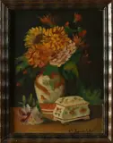 A. Sicherman Gichein?, Stilleven bloemvaas, 1925, Olieverf op linnen