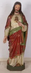 Heilig hart beeld, 19e eeuw, Groot 19e eeuws gipsen Heilig hart beeld met originele polychromie