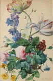 Joh. Strohmayer, Stilleven bloemen, Gouache op papier