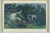 Gerard Mensink, Boerenhuis, Olieverf op paneel
