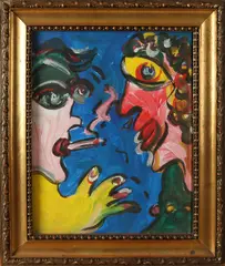 Peter Keil, Twee figuren met sigaret, Olieverf op paneel