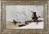 Draagt signatuur H. Cassiers, Hollands wintergezicht, Olieverf op linnen