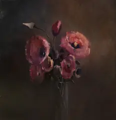 Anneke Elhorst, Vaas met bloemen, Olieverf op linnen