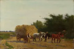H. Bogman, Boer met paardenspan, Olieverf op linnen
