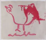 Anton Heyboer, Roze spetterkip, Acryl op papier