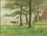 Evert Rabbers, Twents landschap met koe en kippen