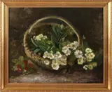 R. Francke, Mand met bloemen, Olieverf op linnen