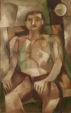 Udo Genschmer, Kubistisch figuur, Olieverf op paneel